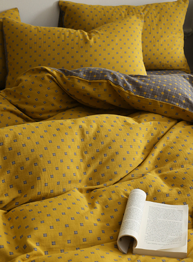 A类纯棉双层纱布被套单件定做订制180x200cm全棉复古双人纯色被罩