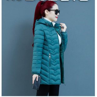 反季冬轻薄款棉衣女中长款修身时尚羽绒棉服新款女式棉袄立领外套