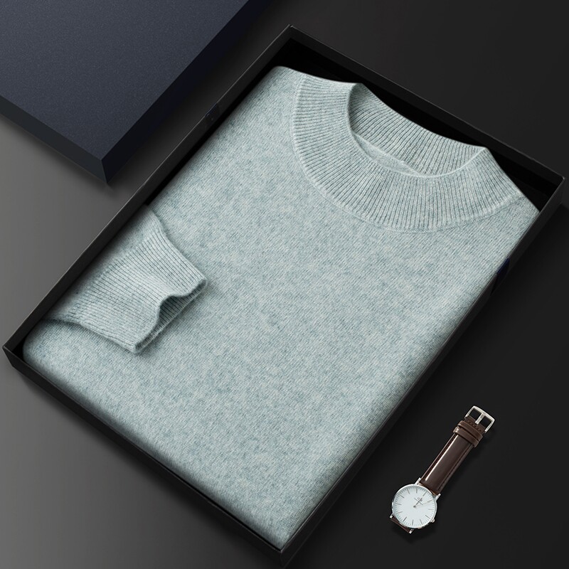 가을 겨울 신작 캐시미어 스웨터 남성용 하프 터틀넥 스웨터 비즈니스 캐주얼 풀오버 대형 니트 따뜻한 바닥 셔츠