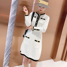 高腰中长款 羊毛法式 裙子 针织连衣裙女秋冬2019新款 气质小香风长袖