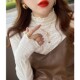 半高领蕾丝打底衫 木耳领小香风网纱 女毛衣内搭洋气罩衣早秋季