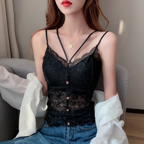 防走光走光蕾丝背心美背