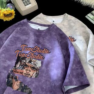 2026新款 麂皮绒情侣装 夏季 多巴胺穿搭半袖 t恤 短袖 上衣美式 男款