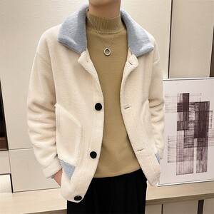 秋冬季羊羔绒外套男士加绒加厚棉服棉袄潮牌清新大码冬装ins棉衣