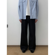 NSEEKE秋冬黑色原牛仔裤男女宽松直筒阔腿拖地cleanfit长裤子百搭