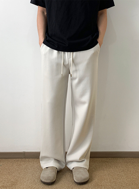 NSEEKE双面棉空气层针织休闲裤男宽松直筒春夏季薄款百搭裤子潮牌