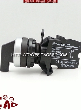 上海天逸22mm两档旋钮开关LA42XL2-10 01长柄两位选择开关iec609