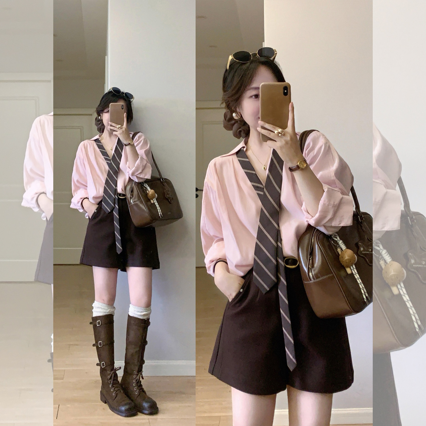 巨好看漂亮洋气衬衣短裤两件套