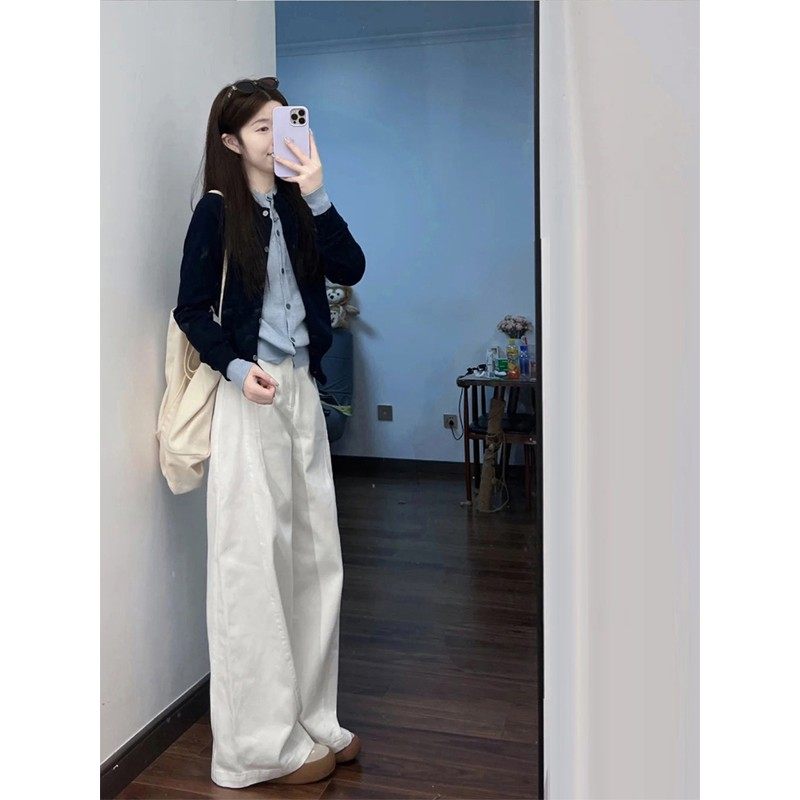 学院小香风蓝色针织开衫套装女2025韩系早秋流行穿搭一整套高级感,女装/女士精品,时尚套装,淘宝优惠券,粉丝福利购,淘宝优惠卷