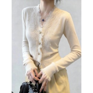 法式 可外穿 温柔气质高级感杏色上衣女2026春毛边设计感内搭打底衫