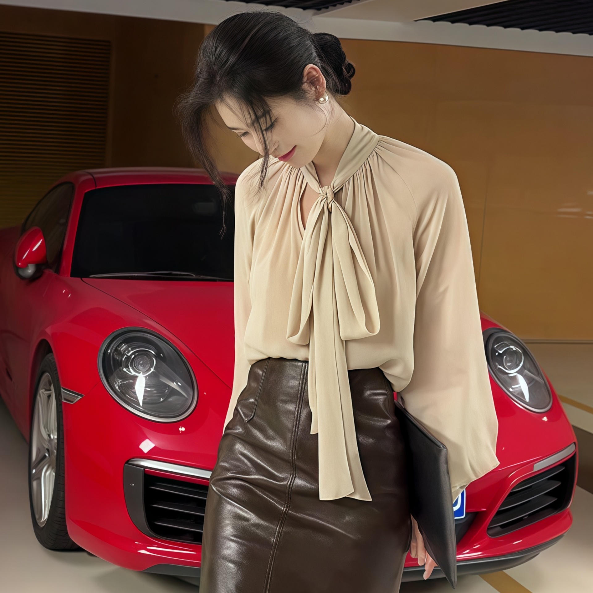 法式御姐风蝴蝶结绑带长袖