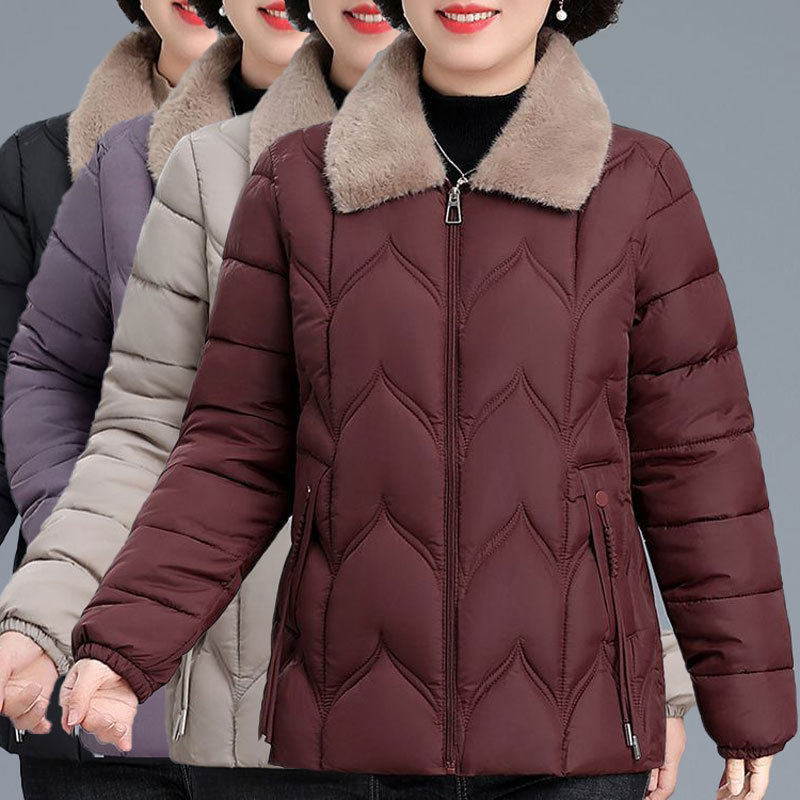 2025冬季欧美新款女式棉衣中长款大毛领棉袄棉服棉袄外套