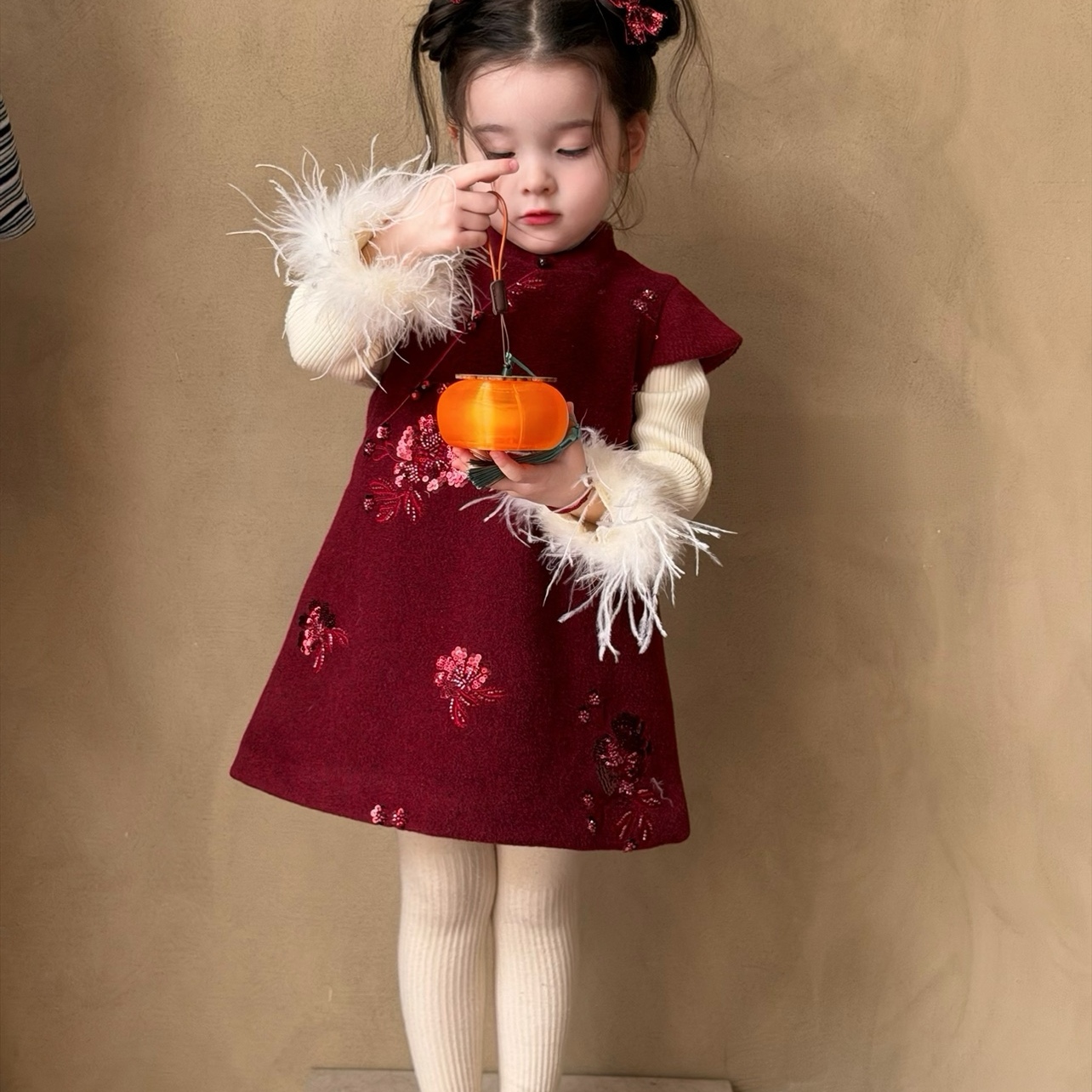 女童新中式背心连衣裙冬季2025