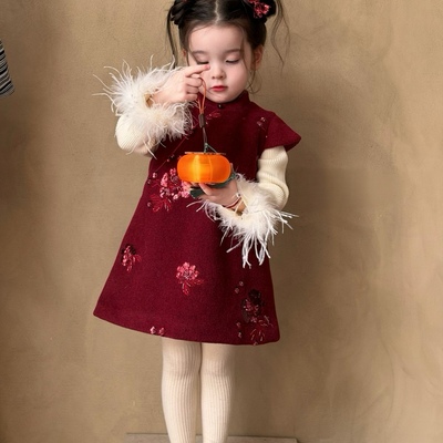 女童新中式背心连衣裙冬季2025