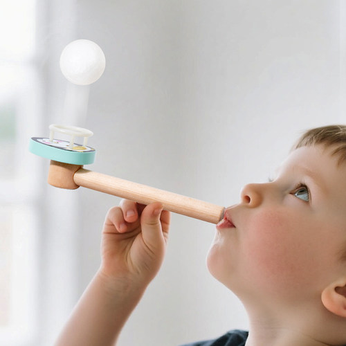 木质儿童悬浮吹球感统训练玩具