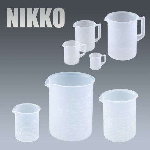 NIKKO PP烧杯耐高温高压灭菌塑料刻度烧杯50ml100ml200ml300ml1000ml小量杯 实验室扁平底塑料杯35-7309-55