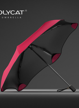 OLYCAT三折花型遮阳防晒防紫外线太阳伞ins森系简约红色雨伞女生