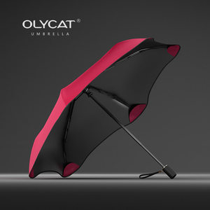 OLYCAT花型伞黑胶红色晴雨伞