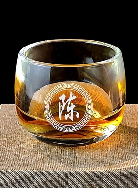 扳指玻璃杯百家姓个人专用功夫茶杯100ml二两杯子主人杯定制刻字