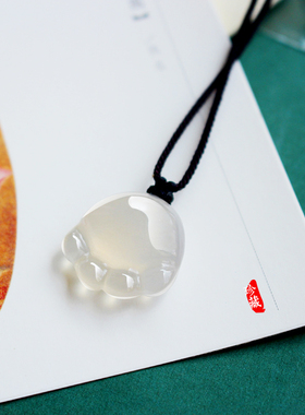 天然玉髓玛瑙猫爪可爱玉石吊坠