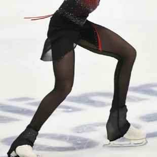 福诺花样滑冰网纱袜子训练服表演袜子黑色肤色多色可选尺寸可定制