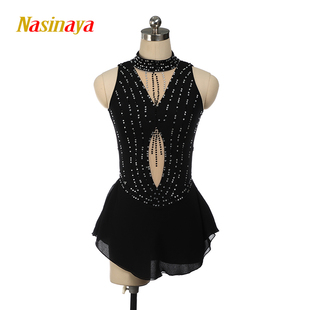 福诺花样滑冰服表演服溜冰服定制儿童成人女童比赛裙子黑色粉色