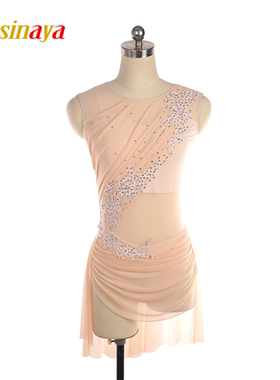 福诺定制花样滑冰服表演服考级比赛服儿童成人女款纯色网纱绣花钻