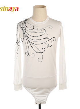 福诺花样滑冰服表演服定制儿童男成人比赛考级连体衣白色黑白钻闪