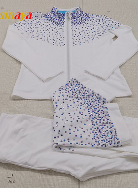 福诺花样滑冰服套装溜冰服训练服定制儿童成人亲肤加绒白色彩钻