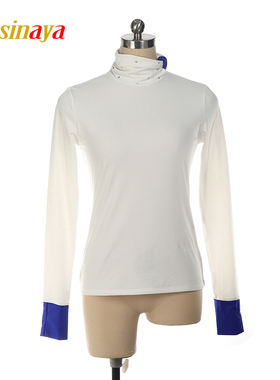 福诺21色定制儿童成人花样滑冰服训练上衣长袖T恤白色锦磨毛