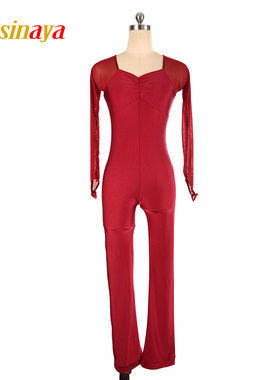 福诺11色儿童成人花样滑冰服长袖连体训练表演skating bodys锦纶8