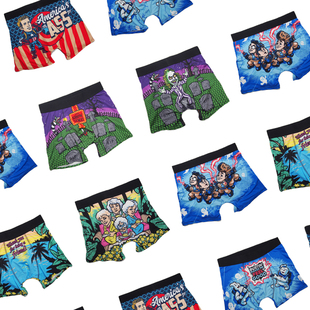 任满6件包邮  速干COOLMAX超透气卡通趣味恶搞印花运动平角内裤