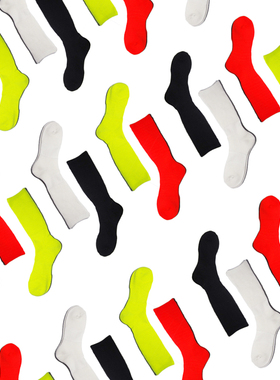 任满6件包邮  秋冬加厚荧光绿橙色全毛巾底高帮男女纯棉保暖长袜