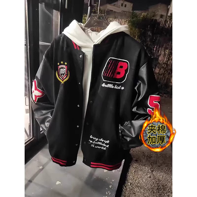 棒球服美式高街刺绣加厚棉服男款秋冬季棉袄棉衣国潮宽松夹克外套