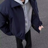 bomber短款 藏青色美式 翻领飞行员夹克男加厚棒球服春季 外套男上衣