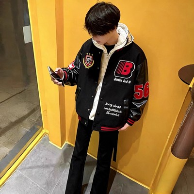 美式高街刺绣加厚棒球服棉服冬季棉袄棉衣国潮牌宽松夹克外套男款