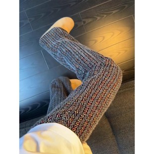 小香风编织卫裤 秋冬宽松直筒休闲裤 子男款 老钱风彩色条纹灯芯绒裤