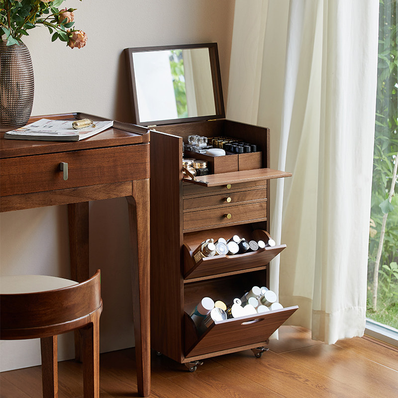 那澜多好移动化妆品收纳柜落地木质首饰收纳梳妆台斗柜一体化妆镜,住宅家具,梳妆台/桌,淘宝优惠券,粉丝福利购,淘宝优惠卷