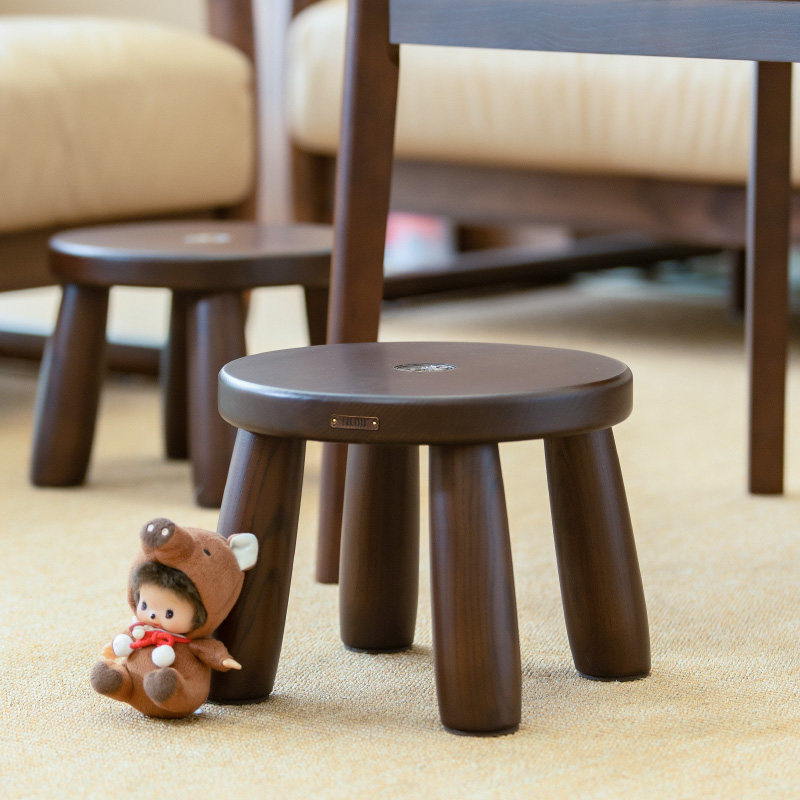 白蜡木凳子家用板凳进门口复古换鞋凳沙发客厅实木板凳矮圆凳椅子