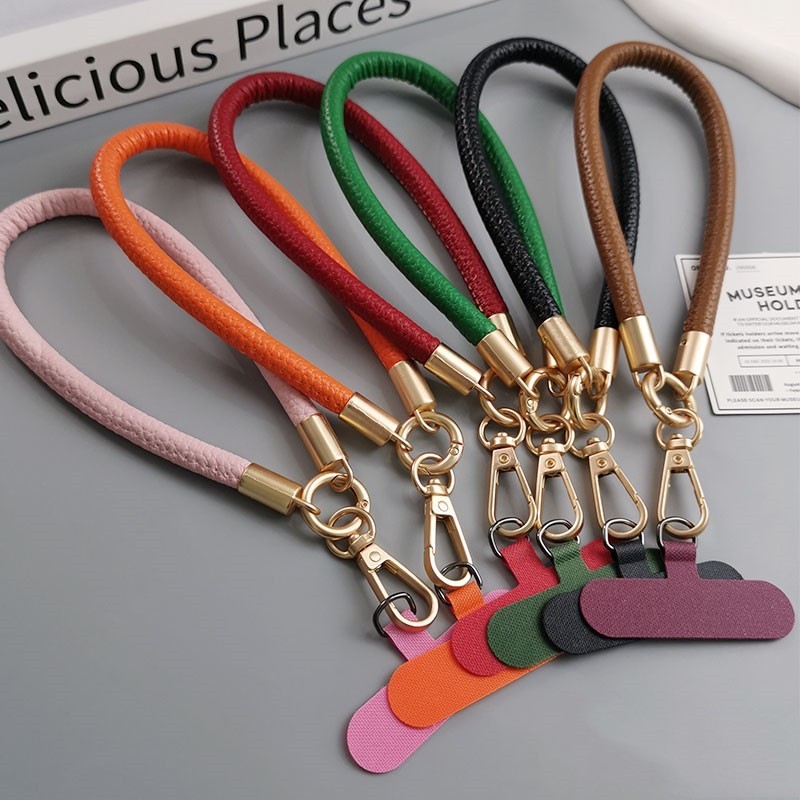 手机挂绳短款手腕皮质加粗带子