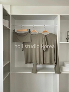 韩国东大门代购 长袖 goyou新款 短袖 软糯三件套打底T恤抹胸 现