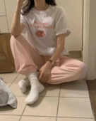 原119韩国代购 pretty young SALE thing女士宽松桃子短袖