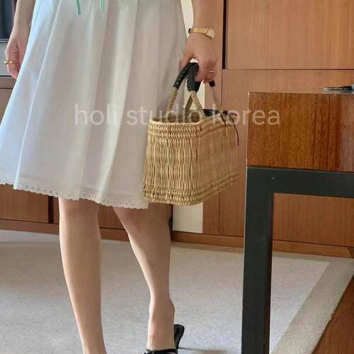SALE 原299韩国代购 slowb 夏季女士新款纯棉蕾丝边a字半身裙