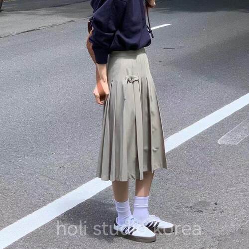 SALE 原329韩国代购 overtake 新款百褶半身裙中长款