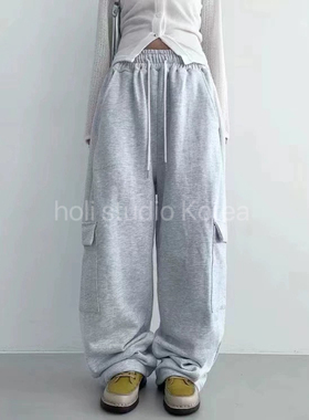 SALE 原199现～韩国代购SCOPE新款工装阔腿裤卫裤休闲中腰松紧