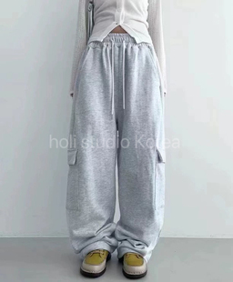 SALE 原199现～韩国代购SCOPE新款工装阔腿裤卫裤休闲中腰松紧