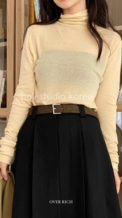 原129韩国代购 长袖 over t恤打底衫 半高领内搭 rich女士新款 sale