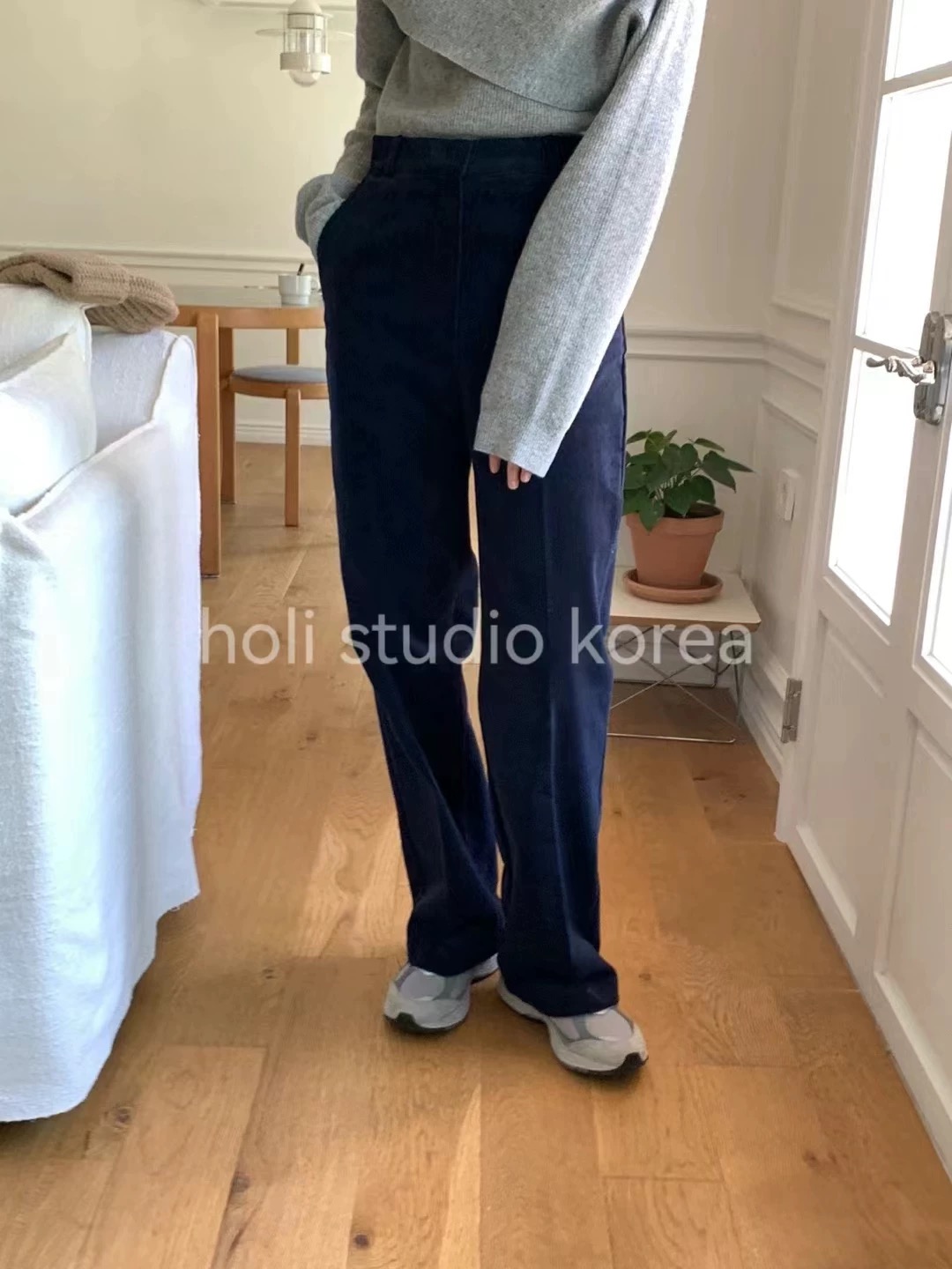 现~韩国代购东大门代购goyou 女士新款灯芯绒休闲长裤