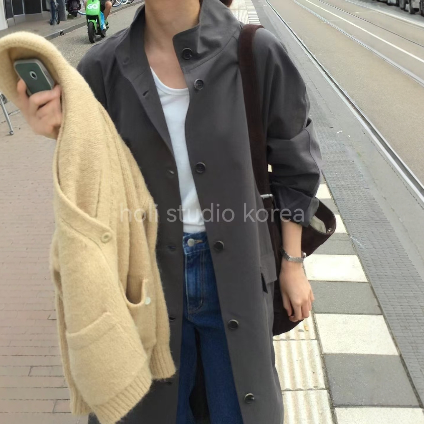 SALE 原599韩国代购 overtake 新款秋季中长款简约通勤风衣