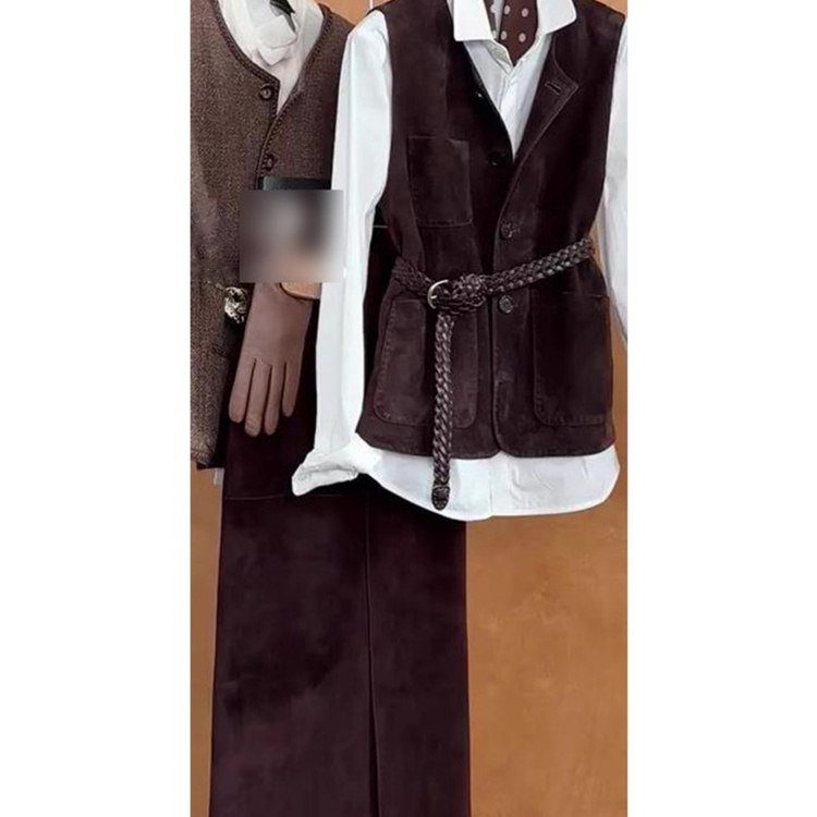 秋季套装女2025新款巨好看的美拉德时尚复古衬衫马甲半身裙三件套